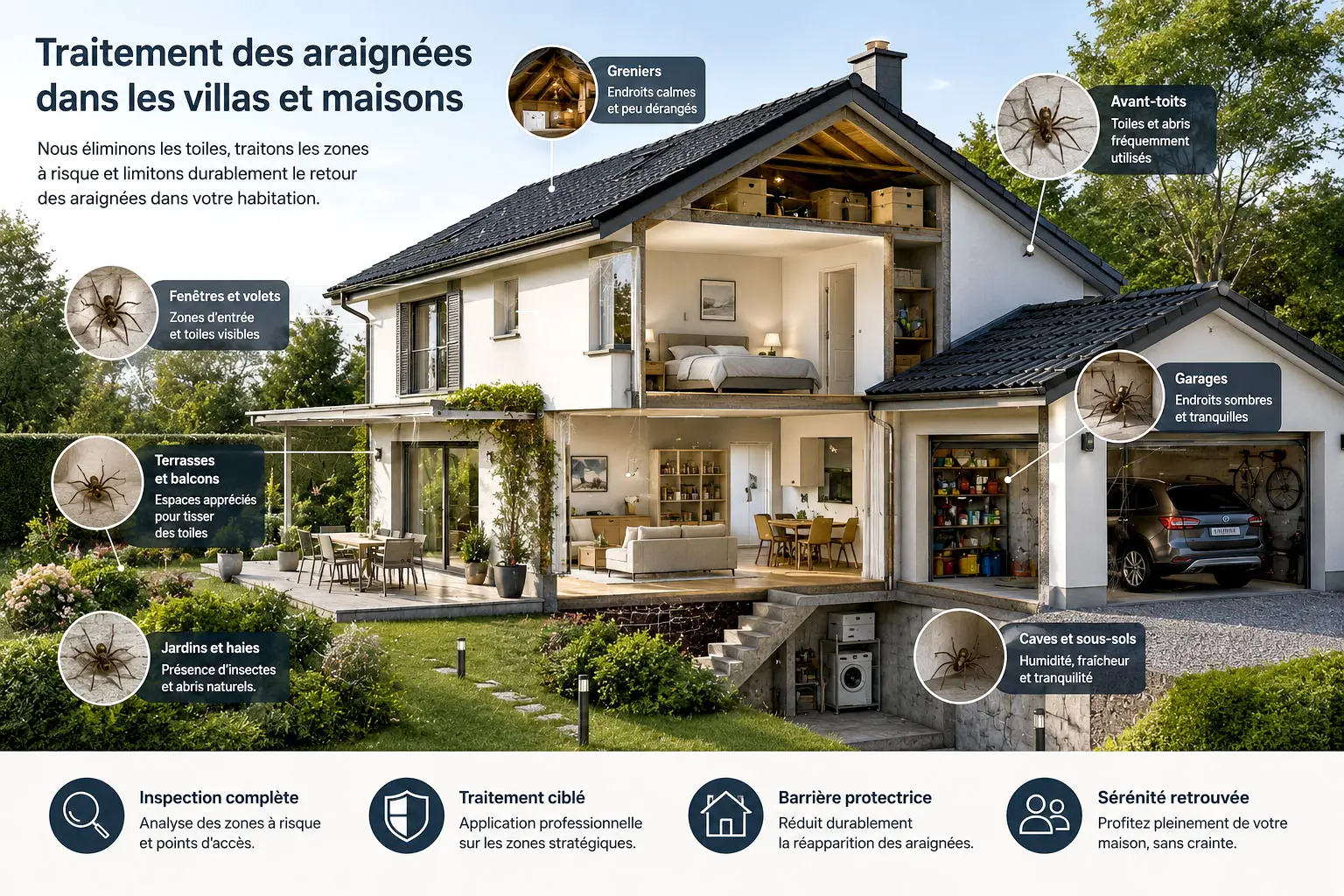 Les endroits les plus propices à la présence d'araignées